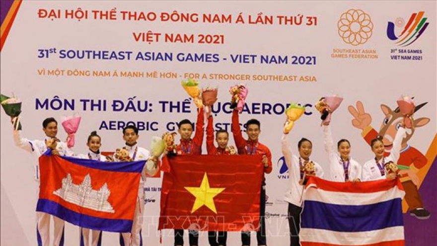 SEA Games 31: Vietnamese aerobic gymnasts earn gold in first competition day